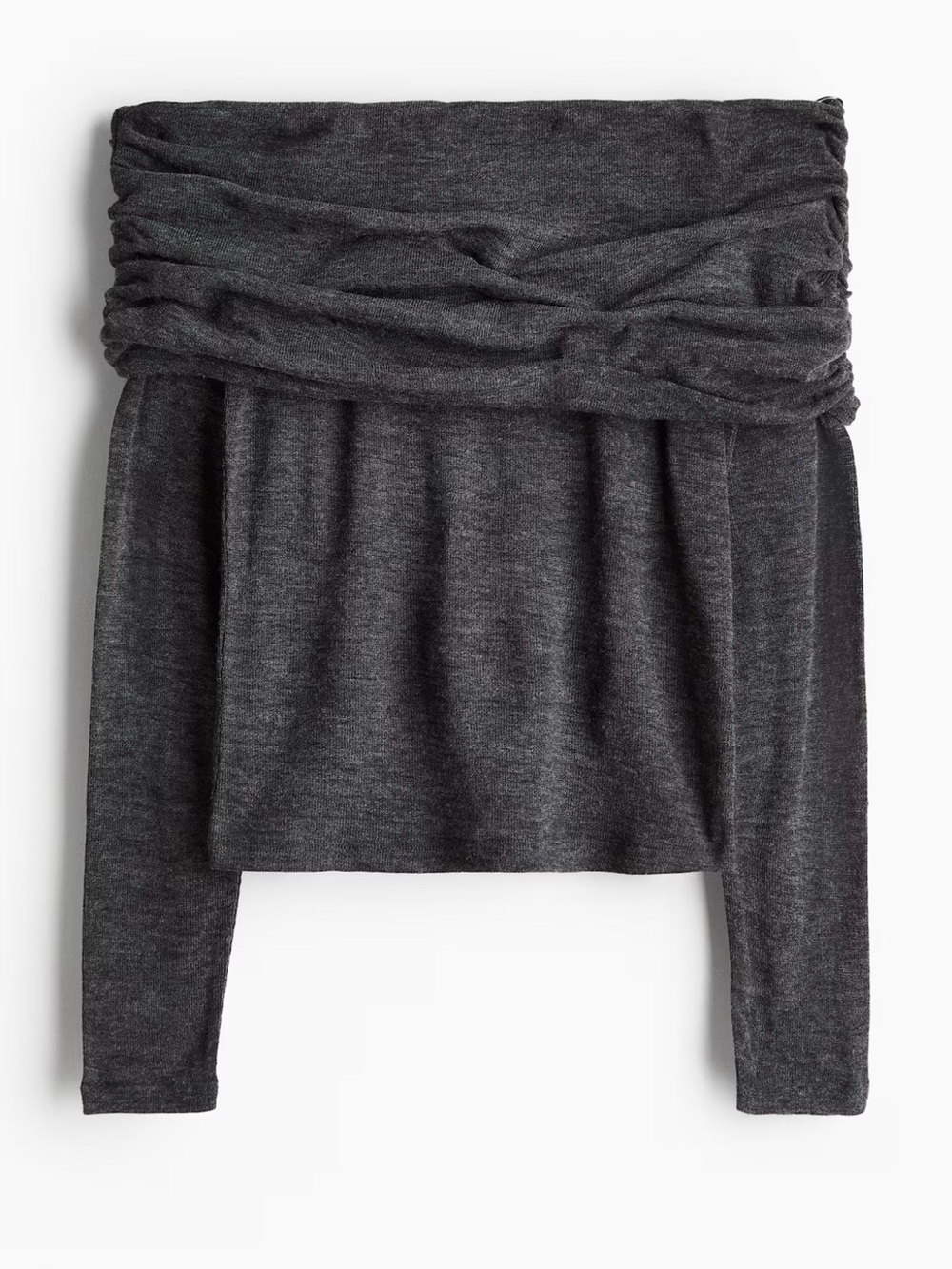 H&M Charcoal Gray Off-Shoulder Long Sleeve Top